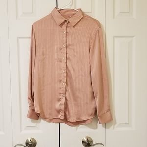 Pink striped button down, S